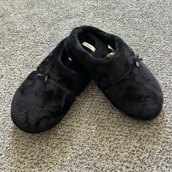 SOMA Black Velour Cozy Slippers L 9 9.5 10 R $49 - Picture 4 of 6